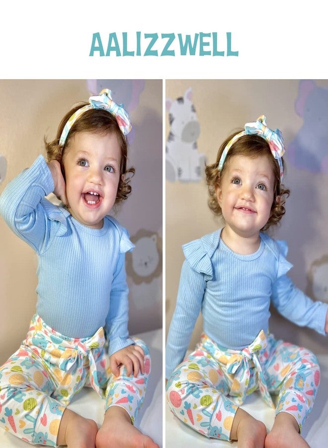 Aalizzwell ملابس عيد الفصح الأولى للرضع من عمر 6 إلى 12 شهرًا من Aalizzwell، طقم ربيعي بأكمام طويلة مزين برسومات أرنب، باللون الأزرق. - Image 2