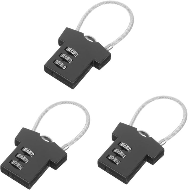 3 قطع أقفال مركبة سوداء لحقائب السفر وخزائن التخزين وأقفال قابلة للنقل آمنة - Image 1