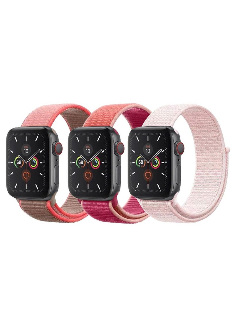 CATANES - 3 Pack For Apple Watch 41mm 40mm 38mm Nylon Sport Loop Band Compatible With iWatch Series 7 SE 6 5 4 3 2 1 Men Women Braided Stretchy Nylon Loop Bands - Image 1