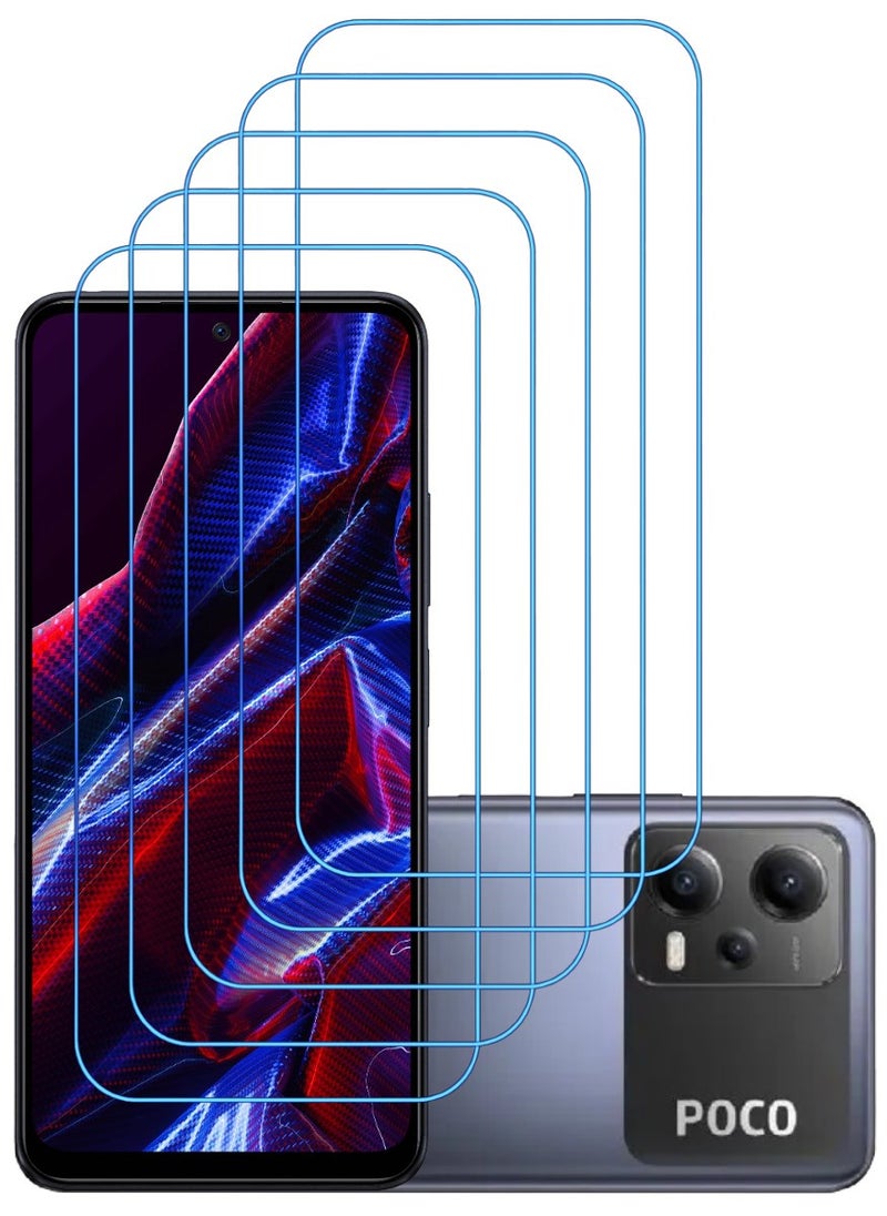 ACLIX 5 Pieces Antistatic ESD Dustproof Premium Quality High Definition Clear Tempered Glass Screen Protector Designed For Xiaomi Poco X5 - Image 1