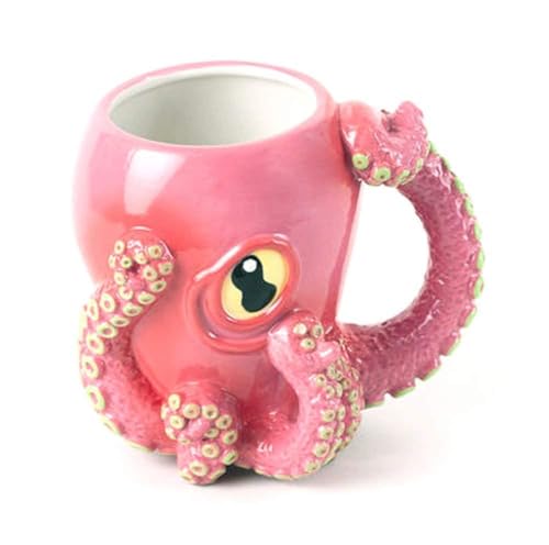 180D Pink Octopus Ceramic 3D Coffee Mug with Tentacle Handle - Image 5
