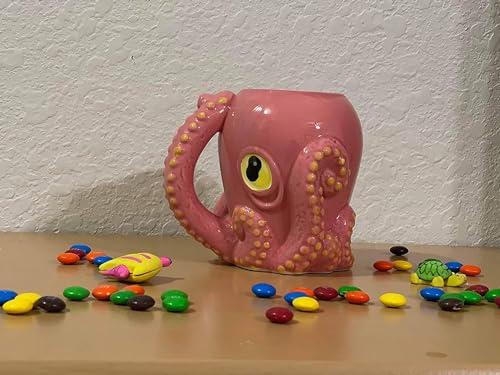 180D Pink Octopus Ceramic 3D Coffee Mug with Tentacle Handle - Image 4