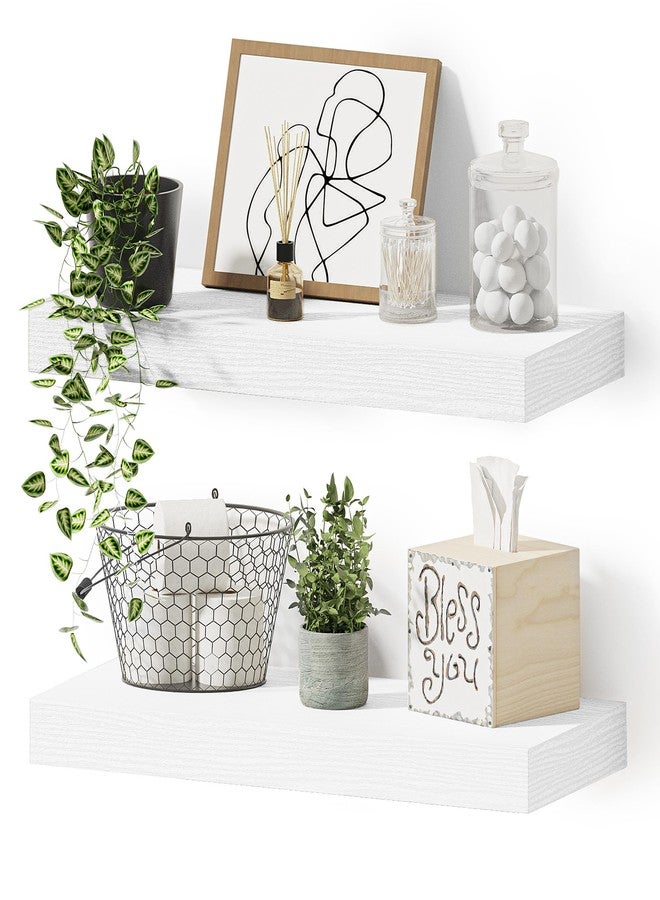 Vivelove Bathroom Floating Shelves for Wall,Bathroom Shelves Over Toilet,Shelf Over Toilet Wall Mounted Modern Farmhouse 16 Inch Set of 2 - Image 1