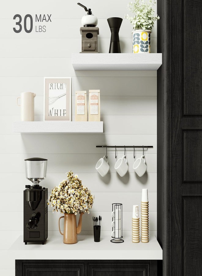 Vivelove Bathroom Floating Shelves for Wall,Bathroom Shelves Over Toilet,Shelf Over Toilet Wall Mounted Modern Farmhouse 16 Inch Set of 2 - Image 5