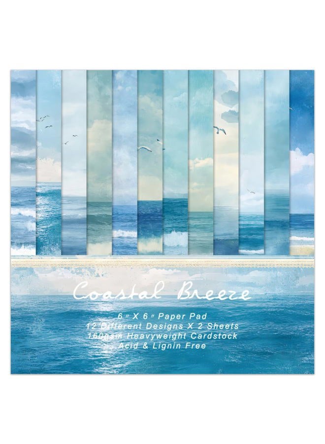 EAMOTOL Blue Sea Scrapbooking Paper Pad - 24 Sheets 6-inch Aesthetic Patterned Decorative Collage Decoupage for Wrapping Folded Cardstock Supplies Gift Cardstock DIY Crafts Scrapbook Photo Album - Image 1