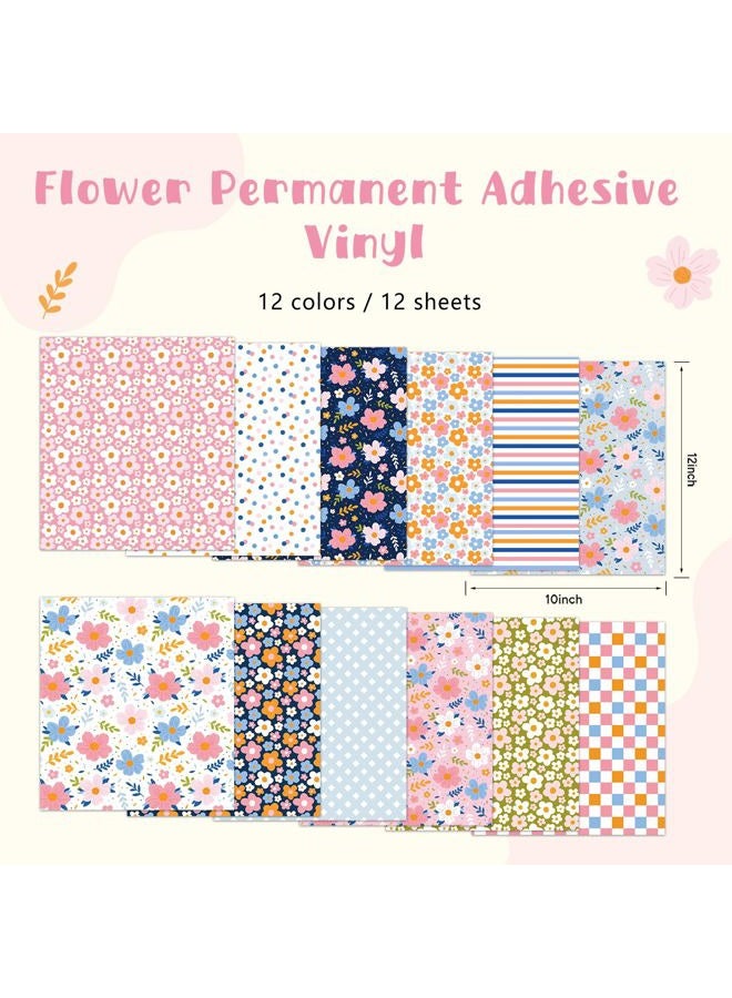 Tintnut Boho Permanent Adhesive Vinyl-12 Sheets 12"x10" Candy and Flowers Pattern Self Adhesive Vinyl Candy Boho Permanent Vinyl for DIY - Image 2