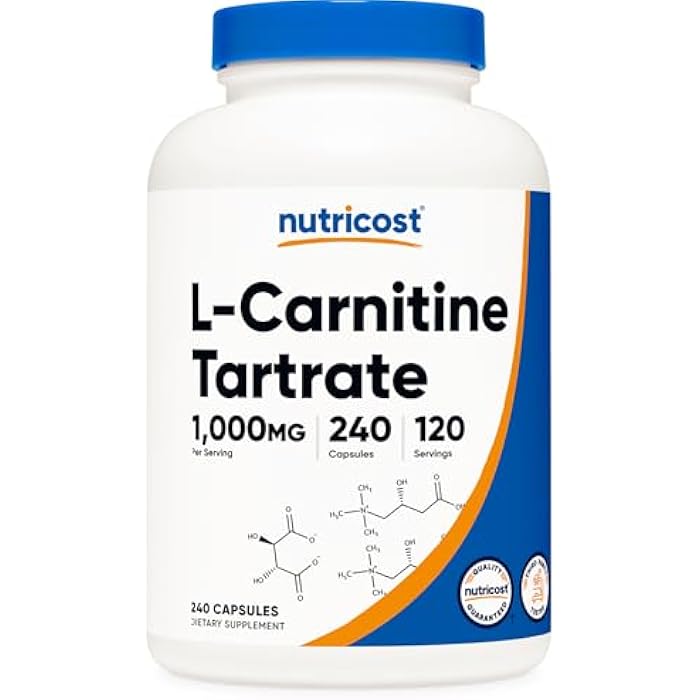 Nutricost L-Carnitine Tartrate 1,000mg, 240 Capsules - 500mg Per Capsule, 120 Servings - Image 1