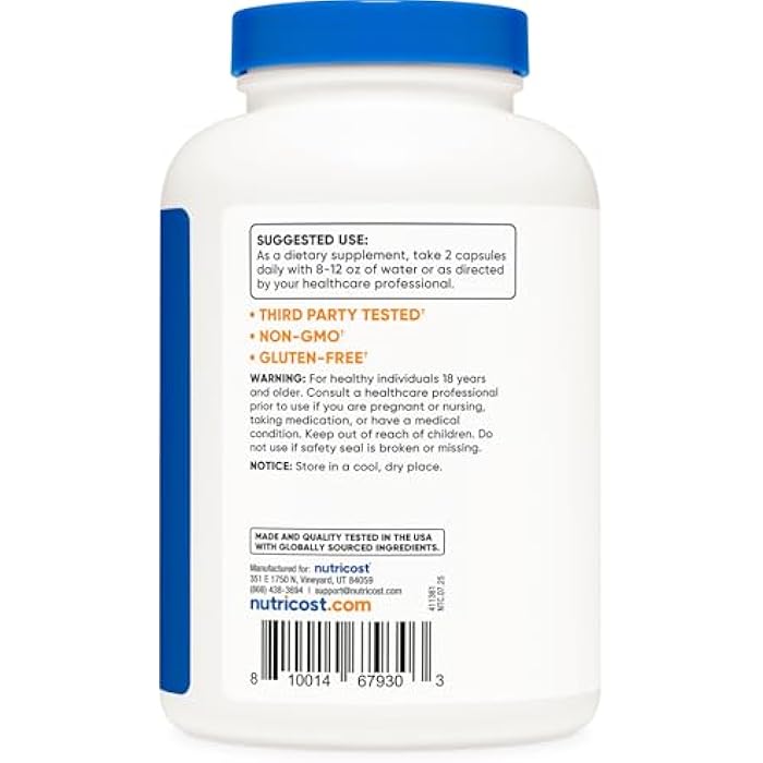Nutricost L-Carnitine Tartrate 1,000mg, 240 Capsules - 500mg Per Capsule, 120 Servings - Image 4