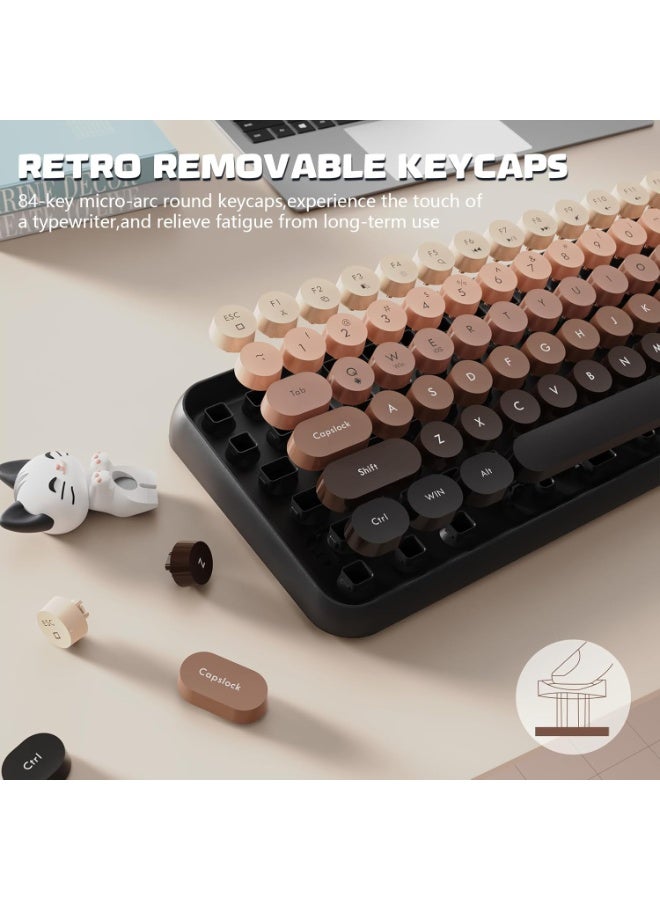 A-jazz AJAZZ 308i Wireless Bluetooth Keyboard, Mini Compact 84 Keys Magnetic Cat Design, ABS Retro Round Keys, Matte Panel, Ergonomic for PC and Laptops Brown - Image 2