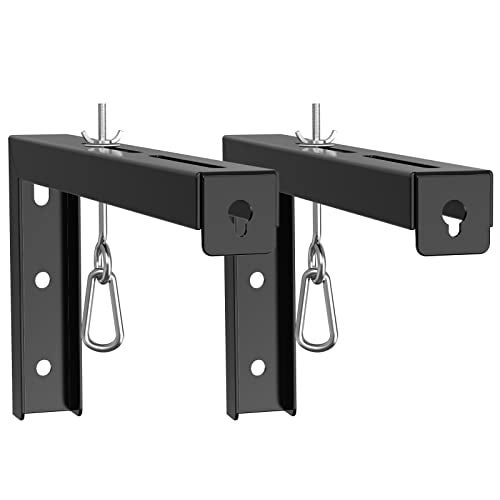 WALI Universal Projector Screen Ceiling Mount, Wall Hanging Mount L-Brackets, 12 inch Adjustable Extension with Hook Kit, Perfect Projector Screen Placement Hold up to 80 lbs (PSM001XL-B), Black - Image 1