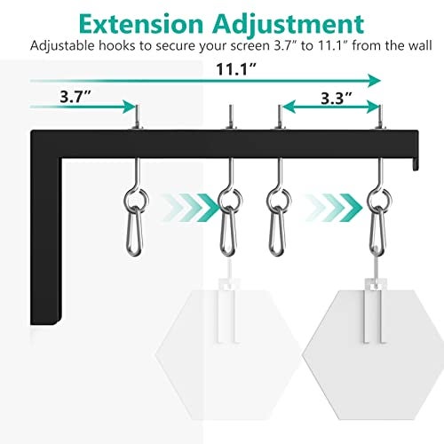 WALI Universal Projector Screen Ceiling Mount, Wall Hanging Mount L-Brackets, 12 inch Adjustable Extension with Hook Kit, Perfect Projector Screen Placement Hold up to 80 lbs (PSM001XL-B), Black - Image 5