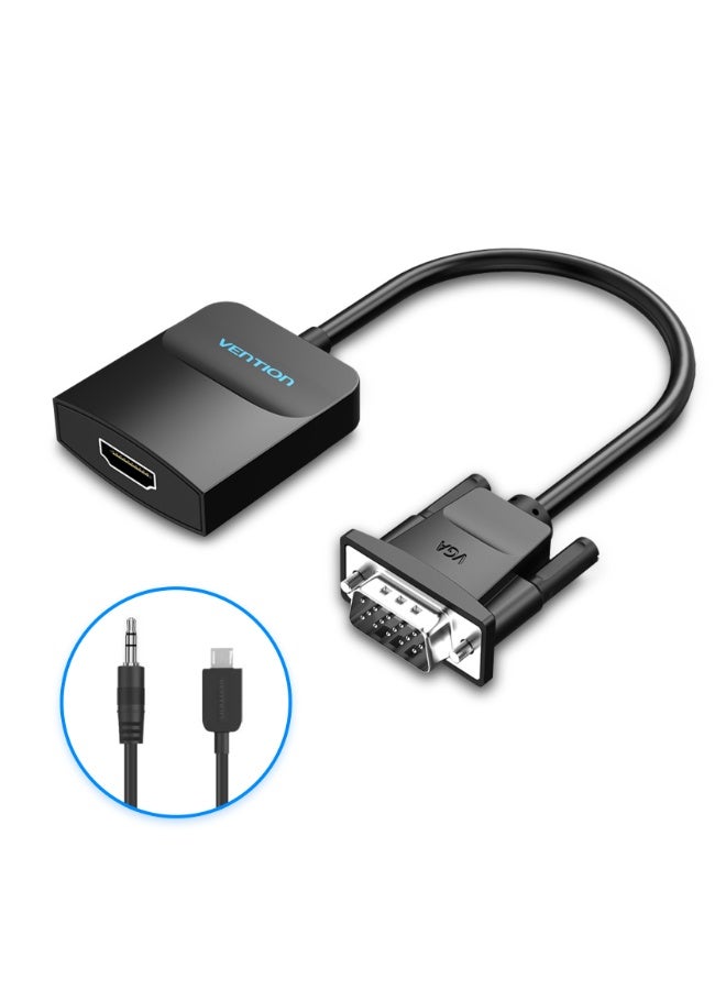 VENTION VGA to HDMI Converter with Female Micro USB and Audio Port 0.15M Black Model # ACNBB - Image 1