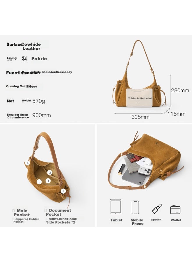 Hrhr Women's Vintage Crescent Bag Suede Shoulder Crossbody Underarm Bag Birthday Gift - Image 4