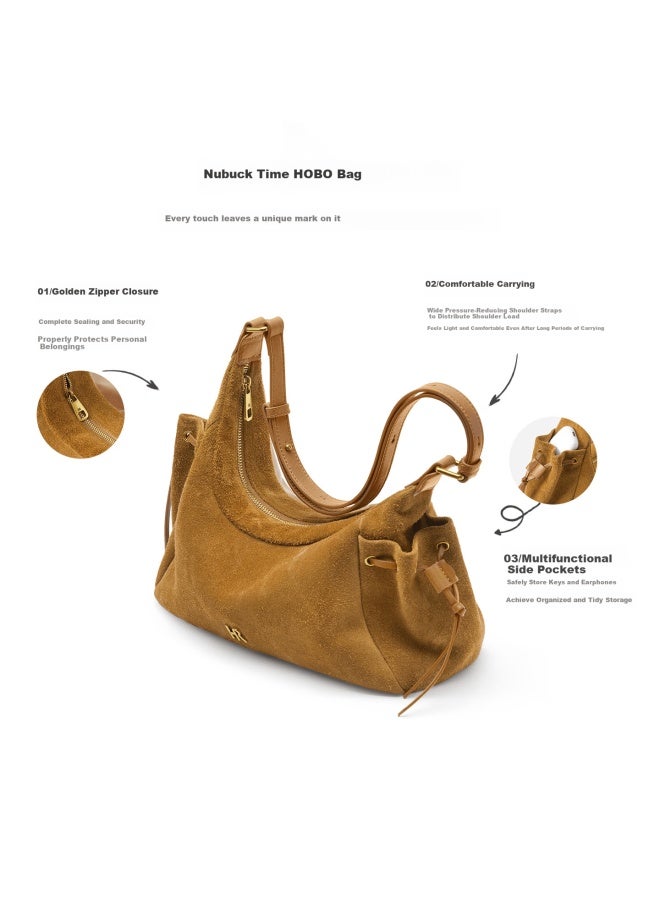 Hrhr Women's Vintage Crescent Bag Suede Shoulder Crossbody Underarm Bag Birthday Gift - Image 5
