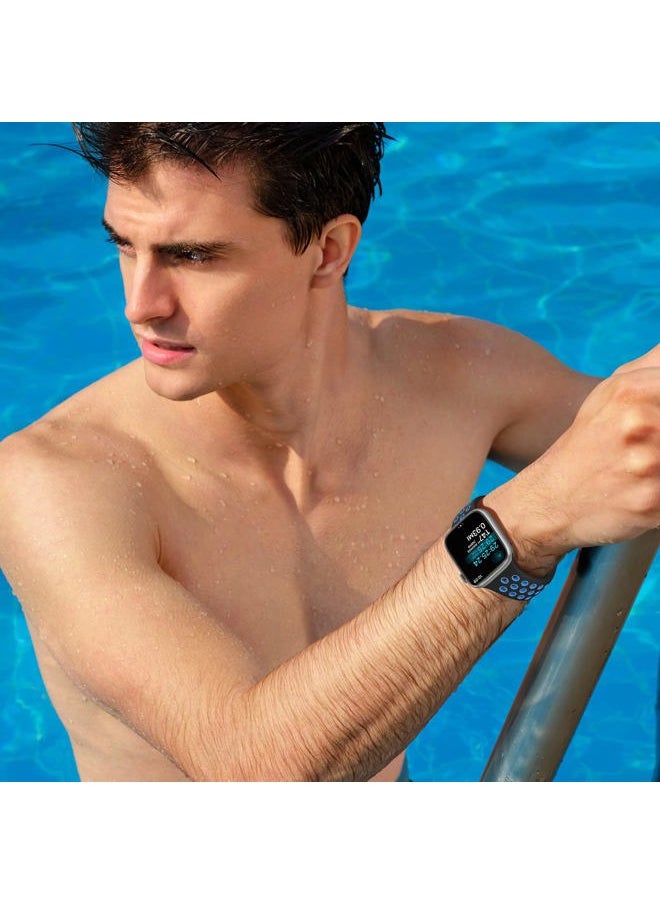 Sunnywoo - Sport Silicone Band Compatible with Apple Watch Bands 44mm 45mm 49mm 42mm 41mm 38mm 40mm Men Women,Breathable Waterproof Strap for Apple Watch iWatch Series Ultra SE 8 7 6 5 4 3 2 1 - Image 1