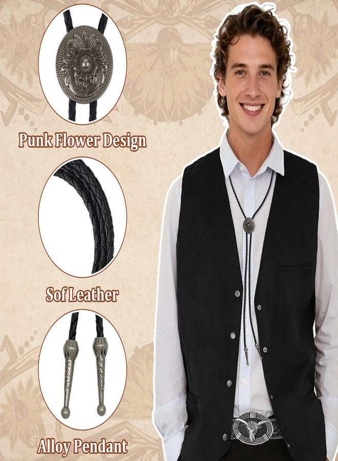 GUSTAVE® Necklace for Men Punk Flower Necklace Western Cowboy Leather Pendant Neck Chain Adornment Accessories for Party Concert Wear - Image 4