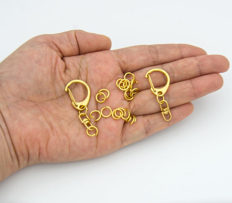 ZoloAJay 50 Sets Lobster Claw Clasps Keychain Clip D-snap Hook Clips with Swivel Snap and Open Jump Rings Golden for DIY Making Trinket Crafts Diameter 0.7inch (18mm) - Image 3