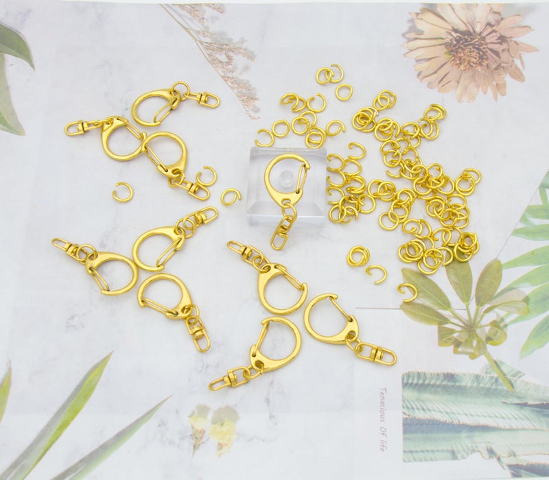 ZoloAJay 50 Sets Lobster Claw Clasps Keychain Clip D-snap Hook Clips with Swivel Snap and Open Jump Rings Golden for DIY Making Trinket Crafts Diameter 0.7inch (18mm) - Image 4