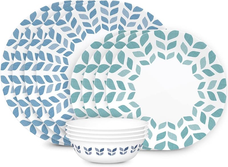 Corelle طقم أدوات المائدة من كوريل فيتريل زجاج مقاوم للكسر والتشقق 12 قطعة تصميم أشجار الشمال - Image 1