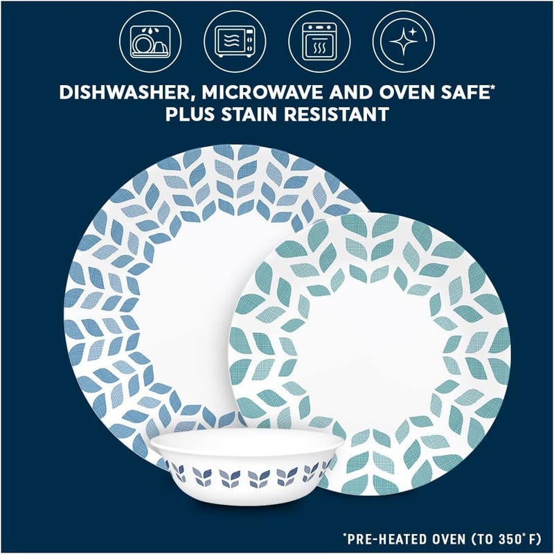 Corelle طقم أدوات المائدة من كوريل فيتريل زجاج مقاوم للكسر والتشقق 12 قطعة تصميم أشجار الشمال - Image 3