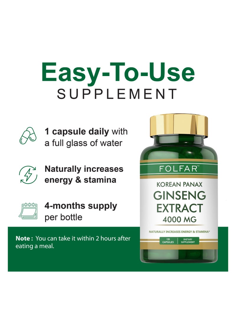 Folfar Korean Panax Ginseng Extract (4000 mg)- 120 Capsules  - Image 5
