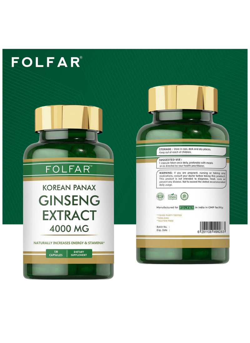 Folfar Korean Panax Ginseng Extract (4000 mg)- 120 Capsules  - Image 3
