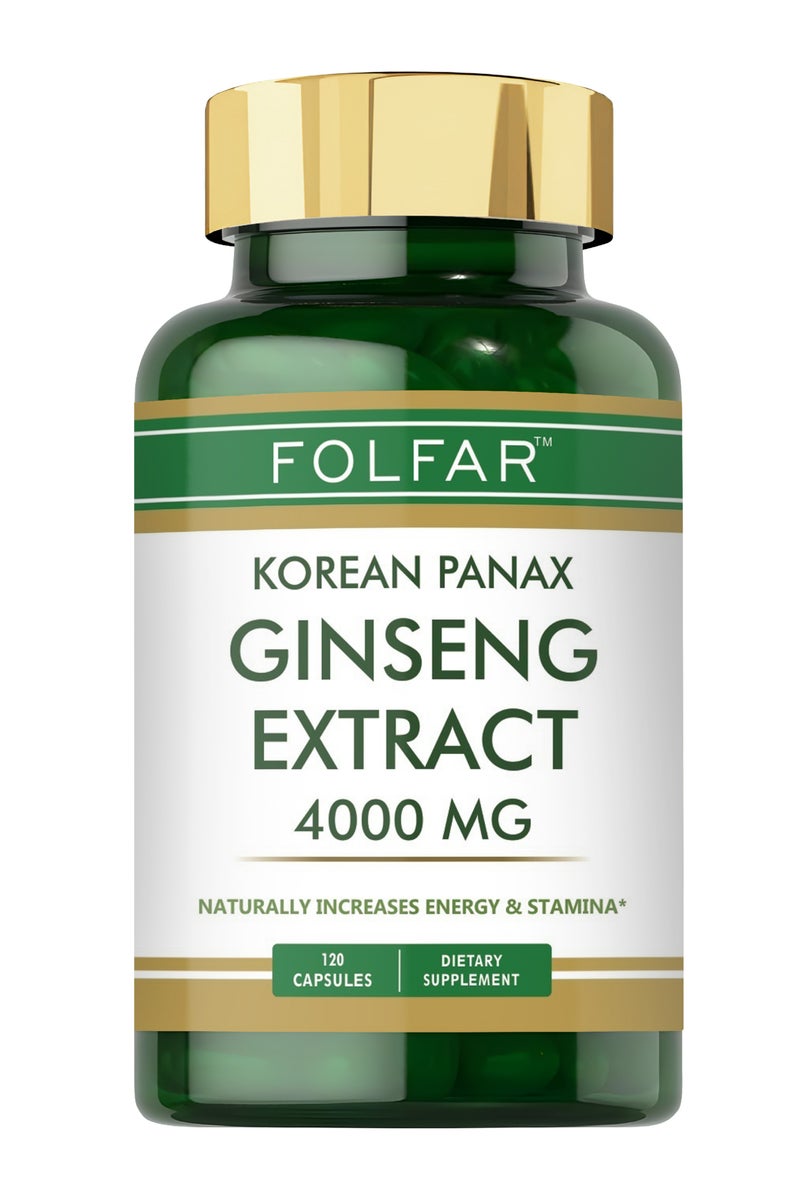 Folfar Korean Panax Ginseng Extract (4000 mg)- 120 Capsules - Image 1