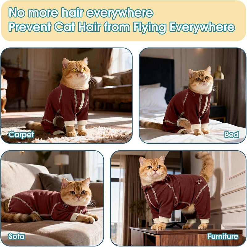 ROZKITCH Cat Body Suit to Stop Licking, Cat Body Suit with Legs After Surgery Anxiety Jacket with Four Legs, Onesie Body Suit After Surgery Brown 2XL - Image 3