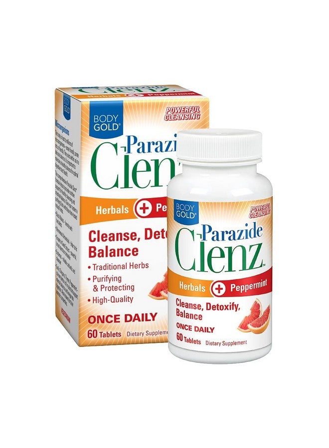 Body Gold Parazide Clenz Herbals & Peppermint | Intestinal Cleanse & Detox w/Black Walnut & More | 30 Serv, 60 Tablets - Image 1