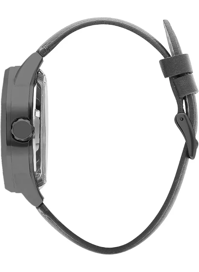 لي كوبر Lee Cooper Men's G3265 Movement Watch, Automatic Display and Leather Strap - LC07904.061, Grey
