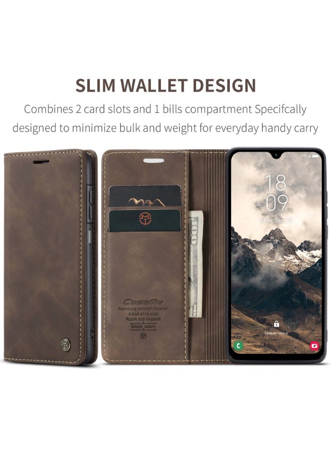 CaseMe Phone Case Luxury PU Leather Design 013 Flip Cover Card Slot Holder Cover For  Samsung Galaxy A17 (Coffe) - Image 5