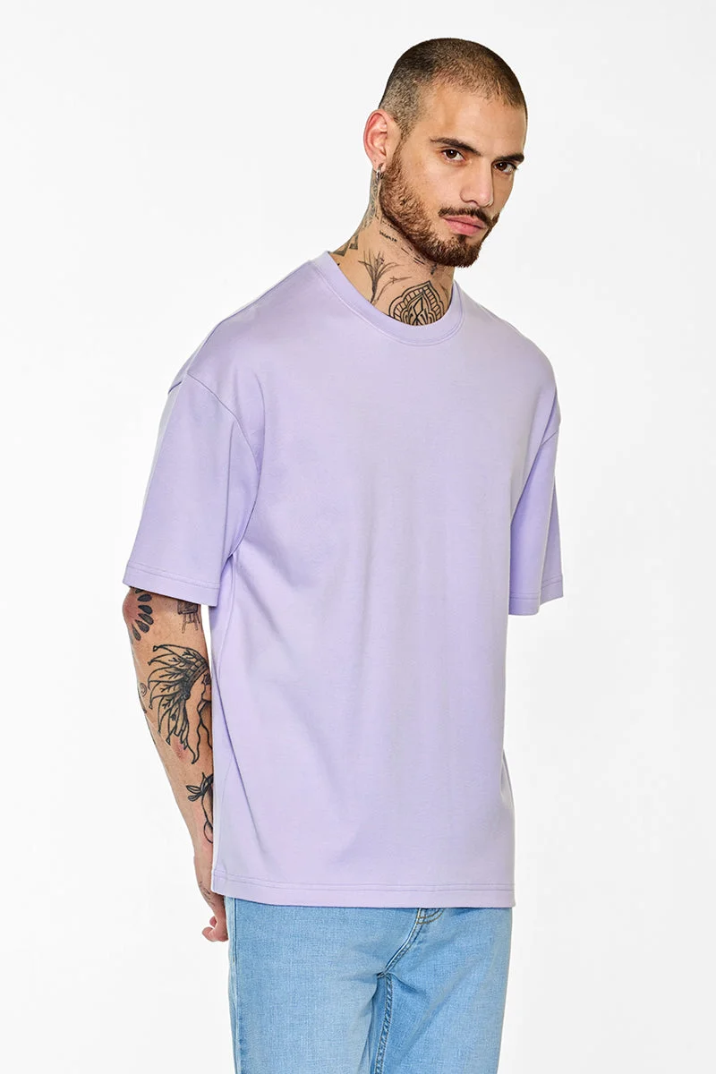 SNITCH Core Lab Lavender Solid Oversized Fit T-Shirt