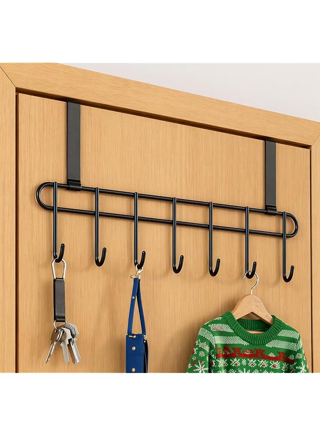 S-TOP Steel Over The Door Hook Hanger, Hanging Organizer Rack with No Hole Drilling Required for Bedroom - Image 1
