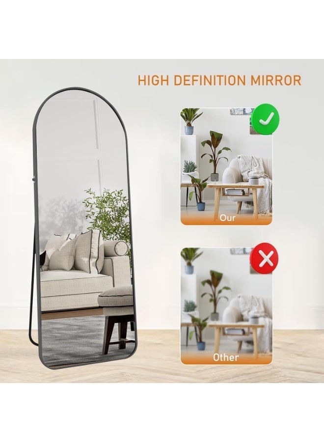 Decorhills Arched Full Length Mirror 147 x 37 cm | Modern White Aluminum Frame | Wall Mounted & Floor Standing Mirror | Large Bedroom Dressing Mirror | Full Body Mirror for Living Room & Home Office - Image 4