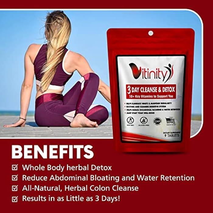 VITINITY 3 Day Detox - Natural Whole Body Detox Pills - Colon Cleanse for Digestive Health - Herbal Supplement for Weight, Bloating, & Constipation Relief - Apple Cider Vinegar & Cayenne Pepper (1) - Image 5