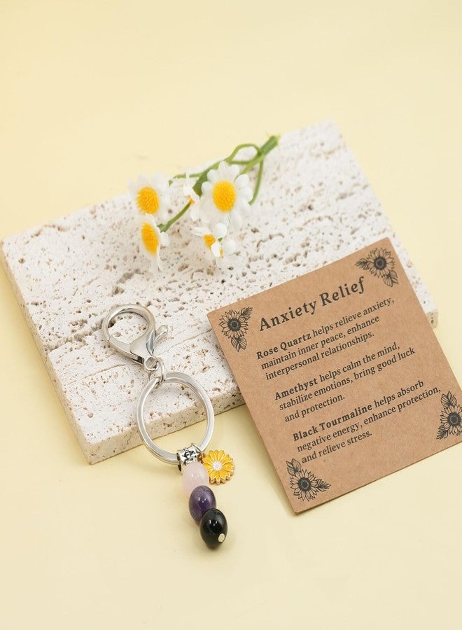 Nanafast Healing Crystal Keychain for Women New Beginnings Good Luck Anxiety Relief Keychain Farewell Gifts for Graduation Divorce New Job with Message Card-Anxiety Relief - Image 4