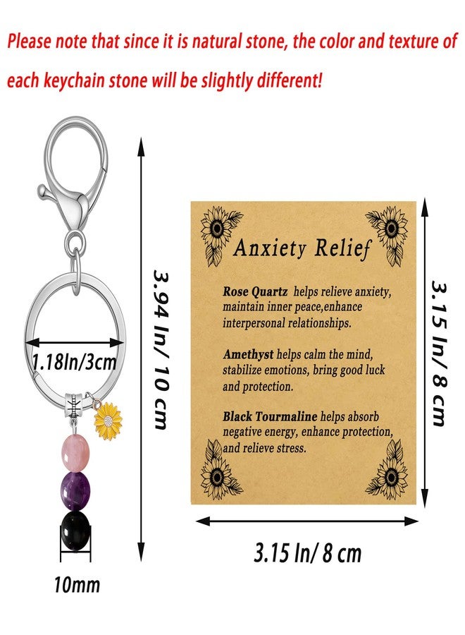 Nanafast Healing Crystal Keychain for Women New Beginnings Good Luck Anxiety Relief Keychain Farewell Gifts for Graduation Divorce New Job with Message Card-Anxiety Relief - Image 3