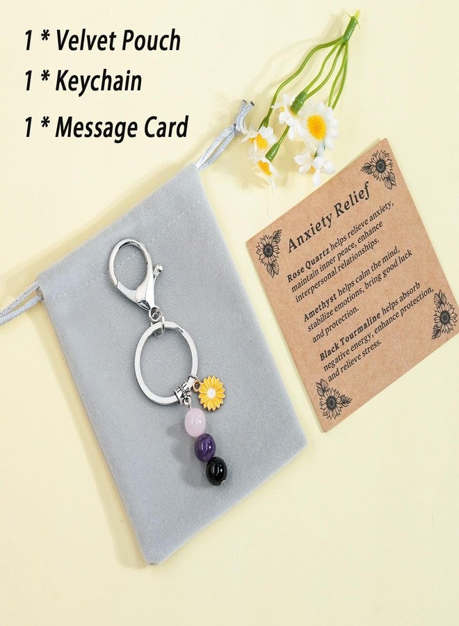 Nanafast Healing Crystal Keychain for Women New Beginnings Good Luck Anxiety Relief Keychain Farewell Gifts for Graduation Divorce New Job with Message Card-Anxiety Relief - Image 2