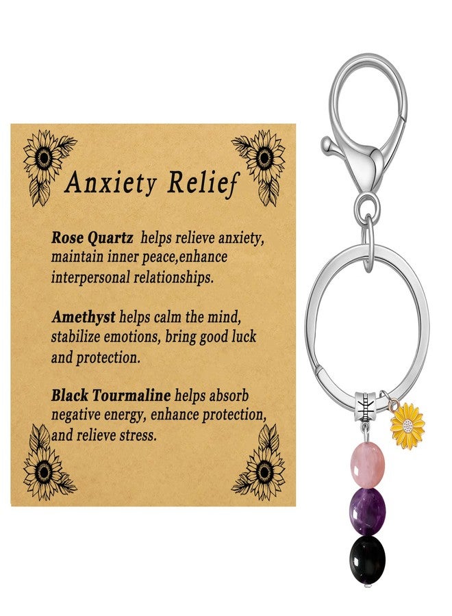 Nanafast Healing Crystal Keychain for Women New Beginnings Good Luck Anxiety Relief Keychain Farewell Gifts for Graduation Divorce New Job with Message Card-Anxiety Relief - Image 1