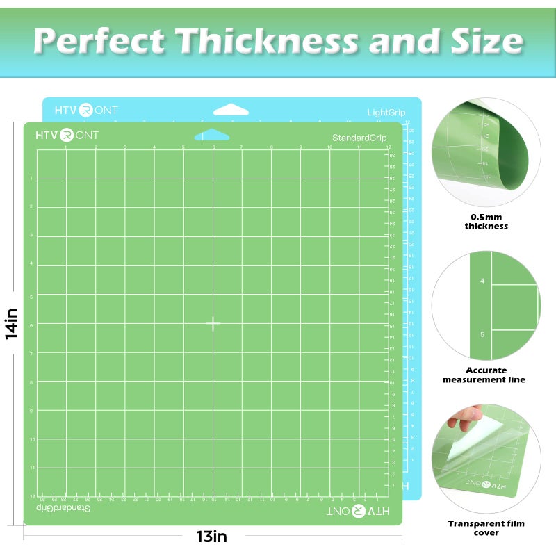 HTVRONT Variety Cutting Mat, 2 Pcs Cutting Mat 12x12 Compatible with Cricut Maker 3/Maker 4/Maker/Explore 3/4/Air 2/One Cutting Machine (LightGrip, StandardGrip), Cutting Mats Replacement Accessories - Image 2
