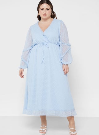 Ruffle Hem Mesh Dress