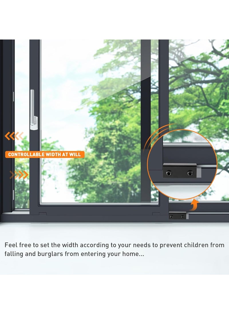 Relex 4 Sets Sliding Window Locks, Security Window Locks with Keys, Adjustable Aluminum Sliding Window Stops, Easy Installation Without Drilling, for Vertical and Horizontal Sliding Windows (Black) - Image 2