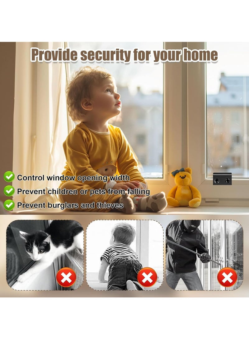 Relex 4 Sets Sliding Window Locks, Security Window Locks with Keys, Adjustable Aluminum Sliding Window Stops, Easy Installation Without Drilling, for Vertical and Horizontal Sliding Windows (Black) - Image 5