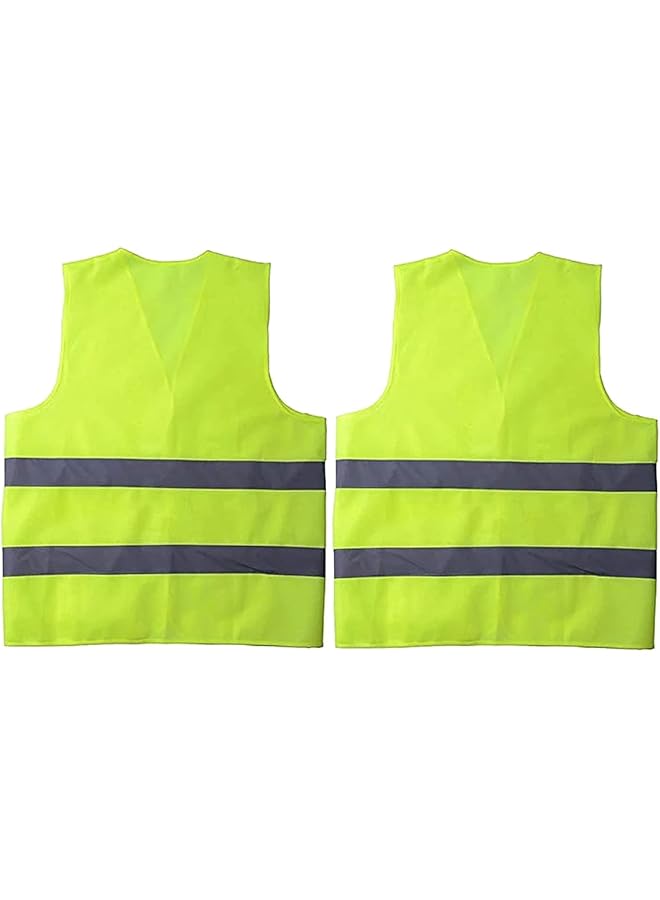 ECVV 2Pcs Reflective Vest Working Clothes High Visibility Day Night Warning Safety Vest Traffic Construction Safety Clothing Green - Image 1