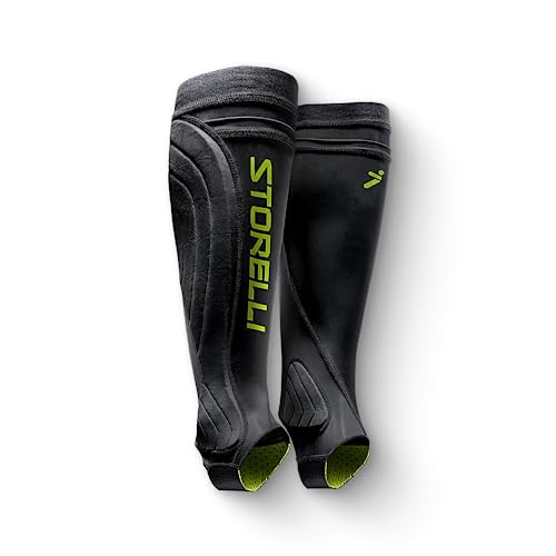 Storelli BodyShield Leg Guards, Premium Compression Shin Guard Sleeves for Soccer Players, Impact Protection, UV-Resistant, Sweat-Wicking, Unisex, 1 Pair, Black, Medium - Image 1