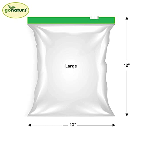 GONATURS Plastic Greenzipper Ziplock Seal Storage Bags For Freezer,Refrigerator,Food,Vegetable,Fruits,Snacks,Kitchen Storage Zip Lock Pouches,Reusable,Washable,Transparent(30)(Large),30.48 Cm,25.4 Cm - Image 2