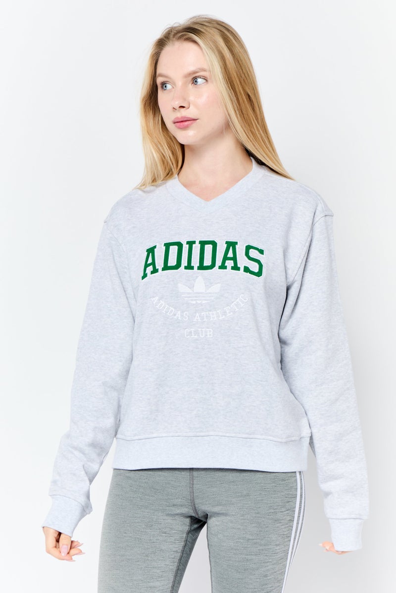 adidas Originals Women Sportswear Fit Long Sleeve Outdoor Sweatshirt, Grey  - Image 1