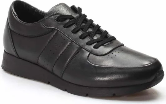فاست ستيب Men's Genuine Leather Sneakers Casual Comfortable Sports Walking Casual Lace-Up Shoes Black 951ma555