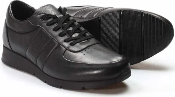 فاست ستيب Men's Genuine Leather Sneakers Casual Comfortable Sports Walking Casual Lace-Up Shoes Black 951ma555