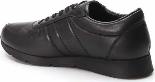 فاست ستيب Men's Genuine Leather Sneakers Casual Comfortable Sports Walking Casual Lace-Up Shoes Black 951ma555